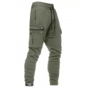 Men's Sweatpants Joggers Trousers Drawstring Multi Pocket Solid Color Comfort Breathable Pants Casual Daily Cotton Blend Sports Fashion ArmyGreen Black Micro-elastic / Elasticity