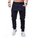 Mens Sweatpants Slim Fit, Men's Autumn Solid Color Slim-fit Sweatpants Pocket Stitching Trousers