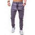 Mens Sweatpants Slim Fit, Men's Autumn Solid Color Slim-fit Sweatpants Pocket Stitching Trousers