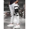 Men's Sweatpants Joggers Cargo Pants Patchwork Drawstring Elastic Waist Color Block Pants Sports Outdoor Daily Wear Cotton Blend Streetwear Sporty Slim White Black / Spring / Fall