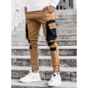 Men's Sweatpants Joggers Cargo Pants Patchwork Drawstring Elastic Waist Color Block Pants Sports Outdoor Daily Wear Cotton Blend Streetwear Sporty Slim White Black / Spring / Fall