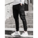Men's Sweatpants Joggers Cargo Pants Patchwork Drawstring Elastic Waist Color Block Pants Sports Outdoor Daily Wear Cotton Blend Streetwear Sporty Slim White Black / Spring / Fall