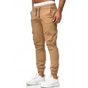 mens cargo jogger pants athletic casual pants fashion slim fit sweatpants pencil trousers khaki