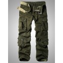 Men's Tactical Cargo Trousers Work Pants Zipper Multiple Pockets Solid Color Breathable Lightweight Full Length Pants Daily Streetwear Cotton Trousers Athletic ArmyGreen Black Micro-elastic