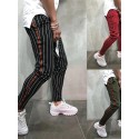 Men's Track Pants Drawstring Elastic Waist Stripe Breathable Lightweight Full Length Pants Casual Daily Casual Trousers Green Black Micro-elastic / Elasticity
