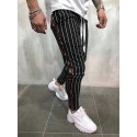 Men's Track Pants Drawstring Elastic Waist Stripe Breathable Lightweight Full Length Pants Casual Daily Casual Trousers Green Black Micro-elastic / Elasticity