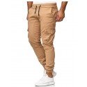 Men's Streetwear Jogger Chinos Sweatpants Elastic Waistband Drawstring Multi Pocket Full Length Pants Micro-elastic Solid Colored Cotton Mid Waist White Black Gray Army Green Khaki S M L XL XXL
