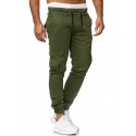 Men's Streetwear Jogger Chinos Sweatpants Elastic Waistband Drawstring Multi Pocket Full Length Pants Micro-elastic Solid Colored Cotton Mid Waist White Black Gray Army Green Khaki S M L XL XXL