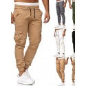 Men's Streetwear Jogger Chinos Sweatpants Elastic Waistband Drawstring Multi Pocket Full Length Pants Micro-elastic Solid Colored Cotton Mid Waist White Black Gray Army Green Khaki S M L XL XXL