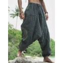 Men's Trousers Baggy Harem Pants Pocket Drawstring Elastic Waist Graphic Prints Comfort Breathable Pants Casual Daily Streetwear Designer Army Green Dark Gray / Elasticity