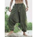 Men's Trousers Baggy Harem Pants Pocket Drawstring Elastic Waist Graphic Prints Comfort Breathable Pants Casual Daily Streetwear Designer Army Green Dark Gray / Elasticity