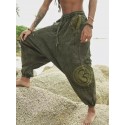 Men's Trousers Baggy Harem Pants Pocket Drawstring Elastic Waist Graphic Prints Comfort Breathable Pants Casual Daily Streetwear Designer Army Green Dark Gray / Elasticity
