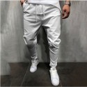 mens linen long pants 2021 fashion casual mid-waist pants solid color sports cropped trousers with pocket