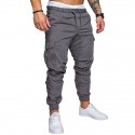 ten-color men's casual tethered elastic sports tooling solid color straight trousers