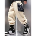 Men's Sweatpants Joggers Trousers Drawstring Elastic Waist Front Pocket Color Block Comfort Warm Pants Casual Daily Cotton Blend Fashion Streetwear White / Elasticity