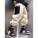 Men's Sweatpants Joggers Trousers Drawstring Elastic Waist Front Pocket Color Block Comfort Warm Pants Casual Daily Cotton Blend Fashion Streetwear White / Elasticity