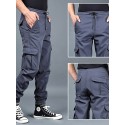 Men's Trousers Cargo Pants Work Pants Drawstring Elastic Waist Multiple Pockets Solid Color Comfort Breathable Pants Casual Daily Sports Fashion ArmyGreen Black Micro-elastic