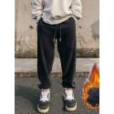 Men's Sweatpants Joggers Trousers Drawstring Elastic Waist Solid Color Comfort Breathable Pants Casual Daily Corduroy Sports Fashion Black Grey Micro-elastic / Elasticity