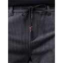 Men's Straight Trousers Winter Pants Drawstring Elastic Waist Solid Color Comfort Breathable Pants Casual Daily Corduroy Sports Fashion Loose Fit Black Dark Gray Micro-elastic / Elasticity