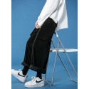 Men's Women's Straight Solid Color Sports Full Length Pants Casual Daily Corduroy Sports Buddha Pants Loose Fit White Black Inelastic / Plus Size / Drawstring