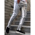 Men's Sweatpants Sporty Casual Trousers Color Block Pencil Pants Breathable Soft Workout Pants With Ankle Zipper Cotton Slim Daily Sports Outdoor Full Length Side Stripe Elastic Waist Drawstring