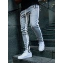 Men's Sweatpants Sporty Casual Trousers Color Block Pencil Pants Breathable Soft Workout Pants With Ankle Zipper Cotton Slim Daily Sports Outdoor Full Length Side Stripe Elastic Waist Drawstring