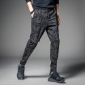 Men's Sweatpants Trousers Tapered pants Drawstring Elastic Waist Solid Color Camouflage Comfort Breathable Pants Casual Daily Cotton Blend Sports Fashion Black Camouflage Micro-elastic / Elasticity