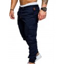 Men's Sweatpants Joggers Cargo Pants Drawstring Elastic Waist Multi Pocket Solid Color Pants Sports Outdoor Daily Wear Cotton Casual White Black