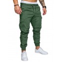 Men's Sweatpants Joggers Cargo Pants Drawstring Elastic Waist Multi Pocket Solid Color Pants Sports Outdoor Daily Wear Cotton Casual White Black