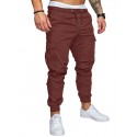 Men's Sweatpants Joggers Cargo Pants Drawstring Elastic Waist Multi Pocket Solid Color Pants Sports Outdoor Daily Wear Cotton Casual White Black