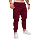 Men's Sweatpants Joggers Cargo Pants Drawstring Elastic Waist Multi Pocket Solid Color Pants Sports Outdoor Daily Wear Cotton Casual White Black