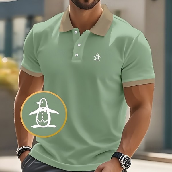 Men's Penguin Polo Short Sleeve Polo Shirts Collared Shirts Casual Resort Outdoor Daily Wear Vacation Wear 3D Print Summer Pink Brown Green