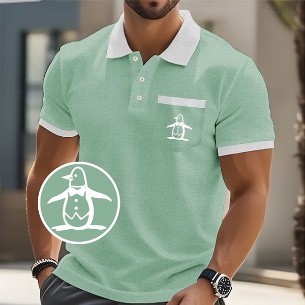 Men's Penguin Polo Short Sleeve Polo Shirts Collared Shirts Business Casual Outdoor Athleisure Daily Wear Buttons 3D Print Summer Green Dark Blue Light Blue