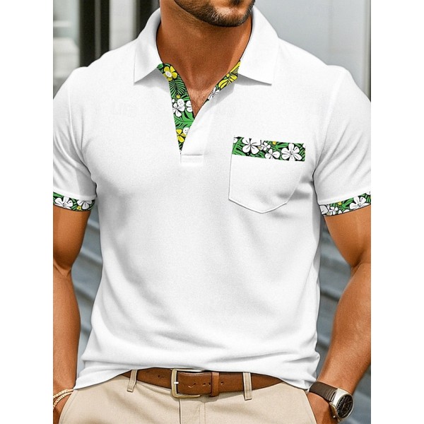 Men's Polo Shirts Golf Shirt Casual Sports Classic Short Sleeve Fashion Cool Color Block Buttons Summer Spring &  Fall Regular Fit Black White Green Polo Shirts