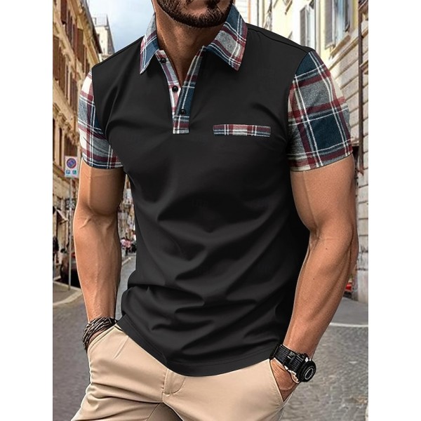 Men's Polo Golf Shirt Business Casual Classic Short Sleeve Fashion Solid Color Buttons Pocket Summer Spring Regular Fit Black White Red Navy Blue Polo