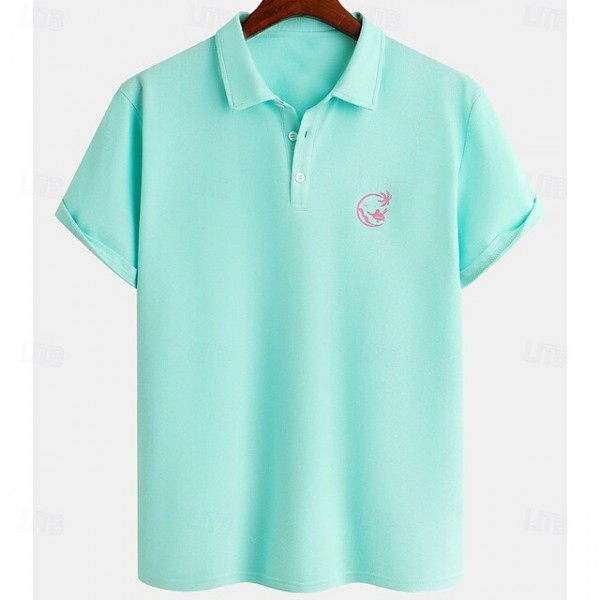 Men's Graphic Polo Short Sleeve Polo Shirts Collared Shirts Casual Resort School Outdoor Daily Wear Home Wear 3D Print Summer Spring Fall Blue