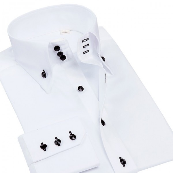 Men's Shirt Spearpoint Collar Shirt Dress Shirt Button Down Shirt Plain Wedding Party Black White Red Navy Blue Long Sleeve Lapel Spring &  Fall Clothing Apparel Button-Down