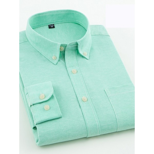 Men's Dress Shirt Button Down Shirt Oxford Shirt Collared Shirt Plain Wedding Work Black White Red Navy Blue Long Sleeve Turndown All Seasons Clothing Apparel