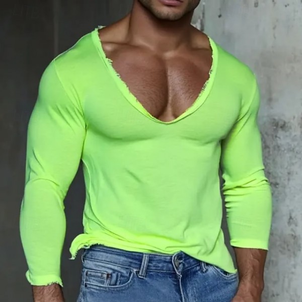 Men's T Shirt Long Sleeve Crew Neck Winter Spring &  Fall Solid Color Trendy Crewneck Outdoor Causal Casual Black White Green Top Tee for Men