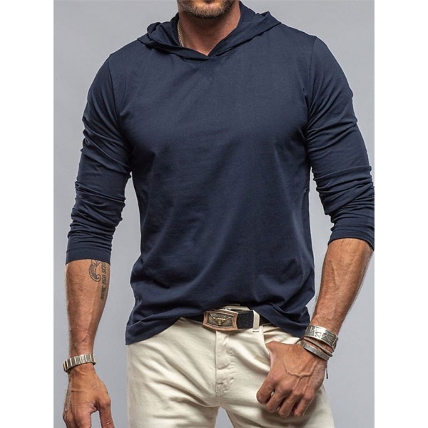 95% Cotton Men's T shirt Tee Top Plain Hooded Street Vacation Long Sleeve Clothing Apparel Polyester Fashion Designer Basic Tee