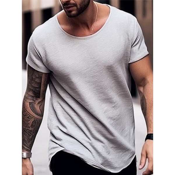 Men's T Shirt Tee Top Short Sleeves Crew Neck Summer Plain Fashion Designer Basic Vacation Street Going out Black White Blue Top Tee for Men