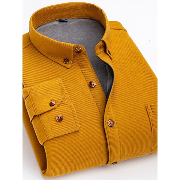 Men's Shacket Solid / Plain Color Vacation New Year Yellow Red Dark Navy Blue Long Sleeve Classic Collar Fall / Winter Clothing Apparel Print