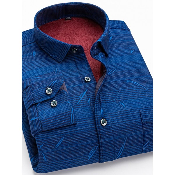 Men's Shacket Plaid / Striped / Chevron / Round Vacation New Year Navy blue+white Wine Red Dark Navy Long Sleeve Classic Collar Fall / Winter Clothing Apparel Print