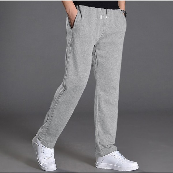 Men's Sweatpants Trousers Casual Pants Straight Leg Sweatpants Pocket Drawstring Elastic Waist Plain Comfort Sports Outdoor Casual Daily Fashion Streetwear Black Navy Blue Micro-elastic