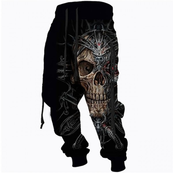 Men's Sweatpants Joggers Trousers Drawstring Side Pockets Elastic Waist Skull Graphic Prints Comfort Breathable Sports Outdoor Casual Daily Cotton Blend Terry Streetwear Designer Black Red
