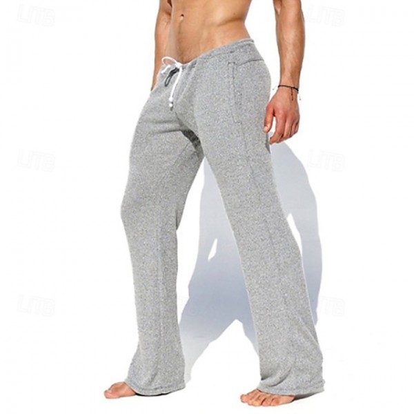 Men's Sweatpants Trousers Casual Pants Knit Pants Drawstring Elastic Waist Plain Comfort Soft Full Length Yoga Daily Gym Sports Athleisure Light Grey Dark Gray Micro-elastic