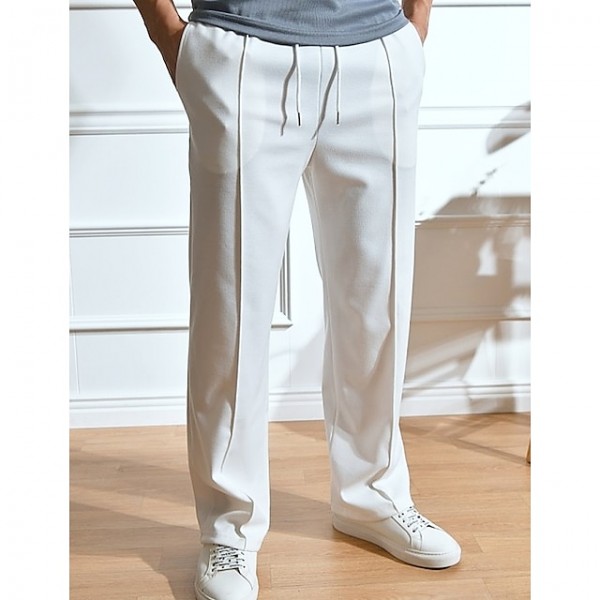 Men's Sweatpants Joggers Trousers Straight Leg Sweatpants Pleated Pants Drawstring Elastic Waist Plain Comfort Breathable Outdoor Daily Going out Fashion Casual Black White