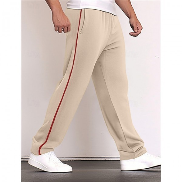 Men's Sweatpants Wide Leg Sweatpants Trousers Patchwork Pocket Drawstring Color Block Comfort Sports Outdoor Daily Fashion Casual Black Red Micro-elastic
