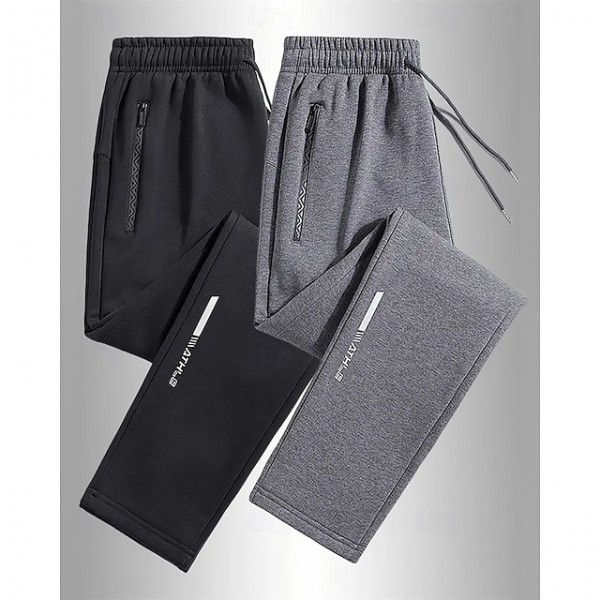Men's Athletic Pants Jogging Pants Training Pants Pocket Elastic Waist Plain Comfort Sports Outdoor Sports Black Light Grey Micro-elastic