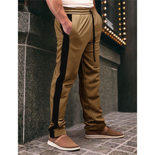 Men's Sweatpants Joggers Trousers Straight Leg Sweatpants Drawstring Elastic Waist Straight Leg Color Block Patchwork Comfort Breathable Casual Daily Holiday Sports Fashion Black Navy Blue